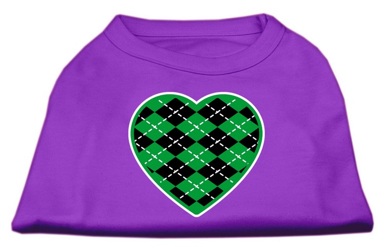 Argyle Heart Green Screen Print Shirt Purple XS